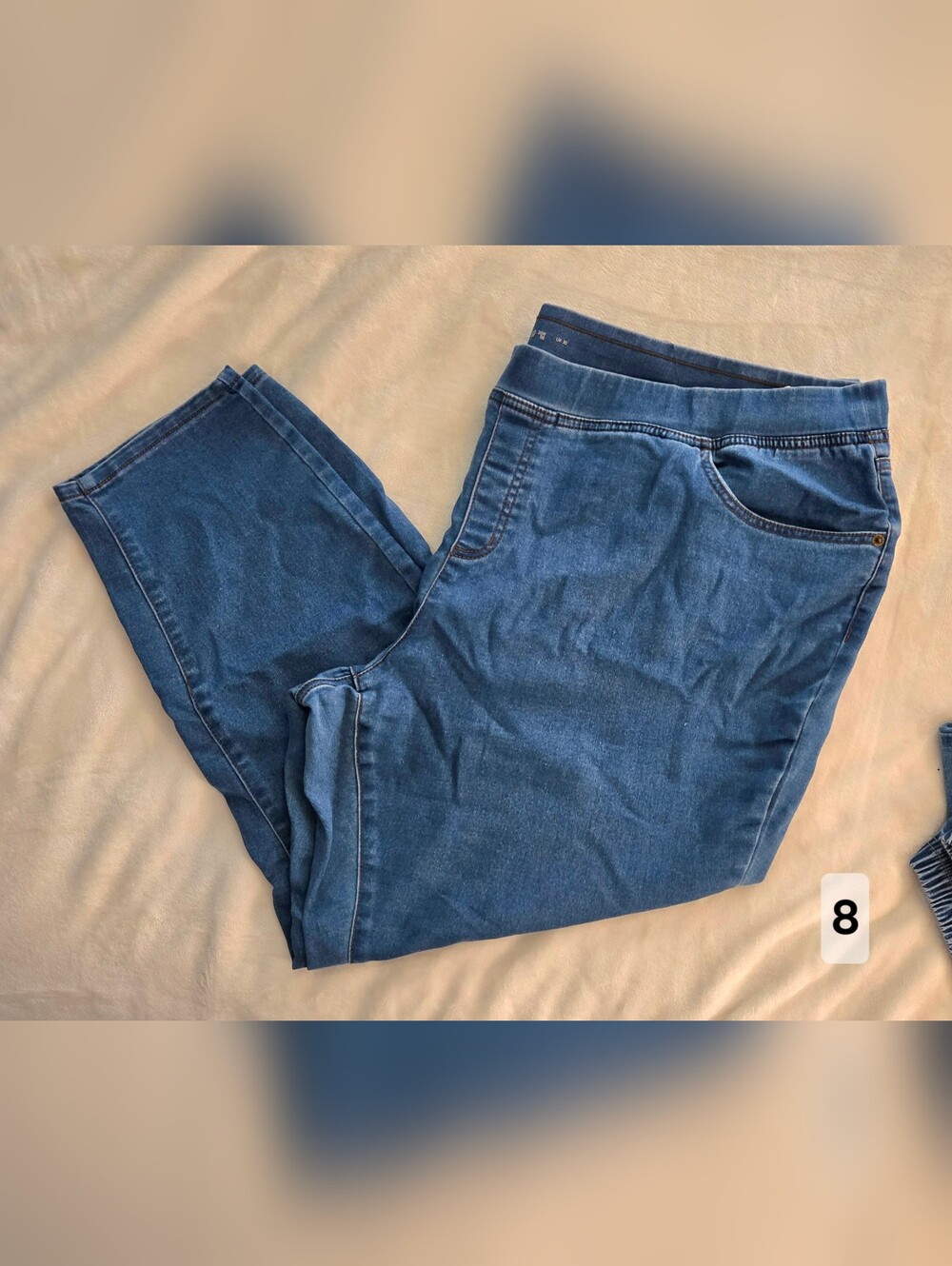 Denim&Co Pull On Blue Denim Knit Pants